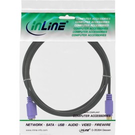 InLine® PS/2 cable, InLine®, M/F, black/purple, golden contacts, 2m