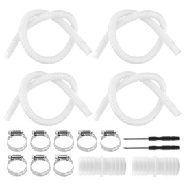 4Pcs Pool Filter Pump Hoses for Above Ground Pools, 1.25 x 59 Inch Pool Hoses Compatible with Intex Pools Filter Pump 607, 637, With 8 Metal Clamps, 2 screwdriver, 2 connector(white)