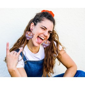 Game DayTiger Earrings Football Sports College School Team Spirit Earrings Glitter Tiger head Dangle Earrings for Clemson Auburn LSU Bengal Tiger Fans