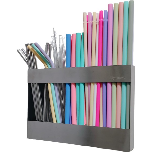 Elyssnova Stainless Steel Straw Holder for Cabinet，Sturdy and Durable Straw
