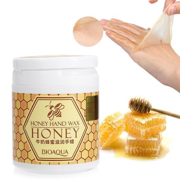 Wax Hand Mask Natural Honey & Milk Gentle Hand Wax Soft Peel Off Mask, Exfoliate Hydrating Nourish Whitening Hands Care Gel 170g