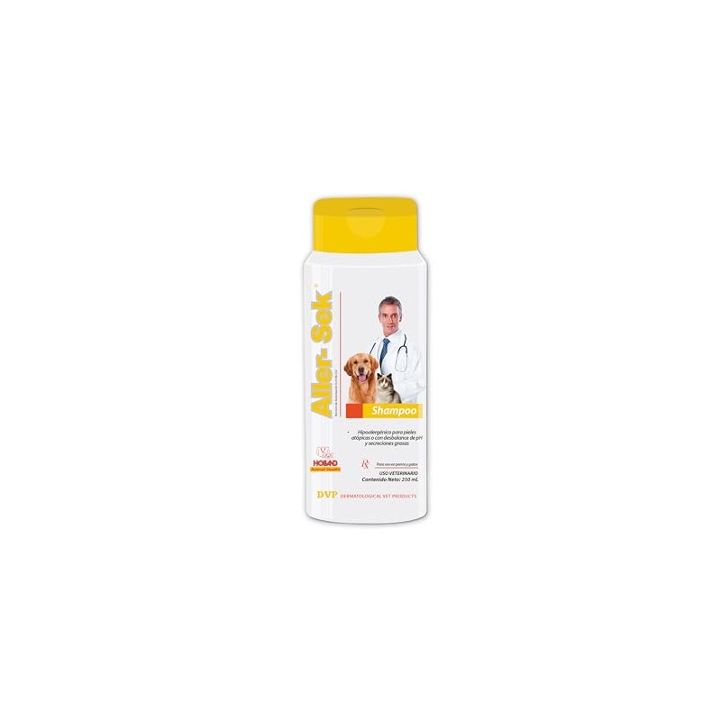 HOLLAND Aller-sek 250 ml, Shampoo Hipoalergénico para Perros y Gatos
