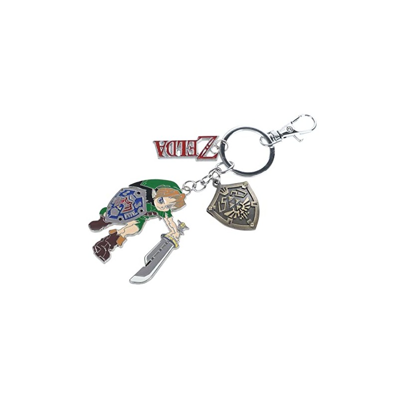 CosplayStudio Zelda Keyring with Link, Hyrule Shield & Zelda Lettering