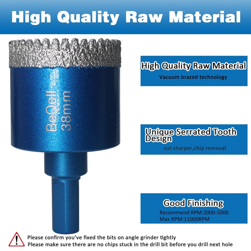Tile Hole Saw Kit Diamond,BeQell 10pcs Diamond Core Drill Bits