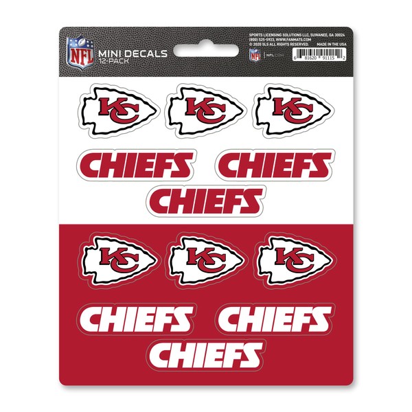 FANMATS 61124 Kansas City Chiefs 12 Count Mini Decal Sticker Pack
