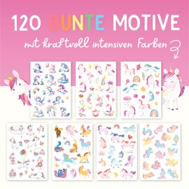 120 tatuaggi glitterati delicati sulla pelle, regalo magico per ragazze e ragazzi, dermatologicamente molto buono, tatuaggi glitterati, made in Germany, tatuaggi per bambini di 5 anni