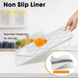 Gopas Drawer and Shelf Liner for Kitchen Cabinets Non-Adhesive, Non-Slip Cabinet Liner Shelf Paper Strong Grip Waterproof Easy to Clean for Kitchen Shelves Cupboard,Silver Geometric,12IN X 10FT