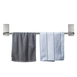 NearMoon Self Adhesive Bathroom Towel Bar- Stainless Steel Bath Wall Shelf Rack Hanging Towel Stick On Sticky Hanger Contemporary Style, NO Drilling (1 Pack, Brushed Nickel, 24-Inch Towel Rack)