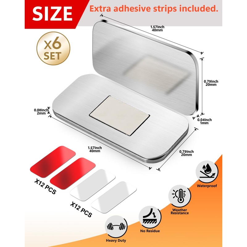 6 Pack Magnetic Cabinet Door Catch Latches, Ultra Thin Cabinet