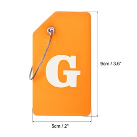 MECCANIXITY Silicone Luggage Tags 3.6"x2" Identifier ID Card Holder Labels for Travel Suitcase Bag Initial Letter G, Orange, Pack of 2