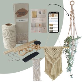 Me2You Atelier Dark Navy Colour Easy Macrame DIY Kit for Adults Beginners, Wall Hanging, Plant Hanger, Starter Kit with Written Instructions & Video Tutorials
