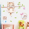 Kiddale Cute Cat Wall Decals,Removable Cat Tree Branches Butterfly Wall