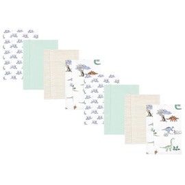 Hudson Baby Cotton Poly Flannel Burp Cloths Multipack, Boy Dino World 8-Pack, One Size
