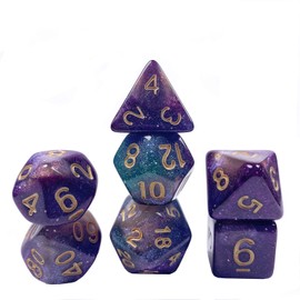 DND Dice Set for Dungeon and Dragons 7 Pieces Polyhedral Dice Purple Blue with Black Bag