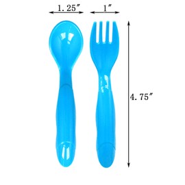 Youngever 18 Pcs Plastic Toddler Utensils, Plastic Kids Forks Kids Spoons, Large Size, Top Dishwasher Safe, Set of 9 in 9 Rainbow Colors