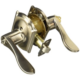 SCHLAGE LOCK F51A VACC619CAM Keyed Metal Wave Shape Entry Lever Lockset, Satin Nickel