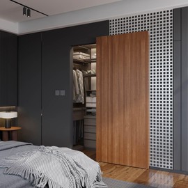 FINOSEN 38inch Concealed Sliding Barn Door Hardware with Soft Close Mechanism, Aluminum Track, Invisible Floor Track, Fit MIN Opening Width 28in, Wall Mount System(Door is not Included)