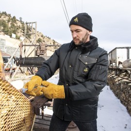 RefrigiWear Warm Fleece Lined Fiberfill Insulated Cowhide Leather Work Gloves (Gold, Large)