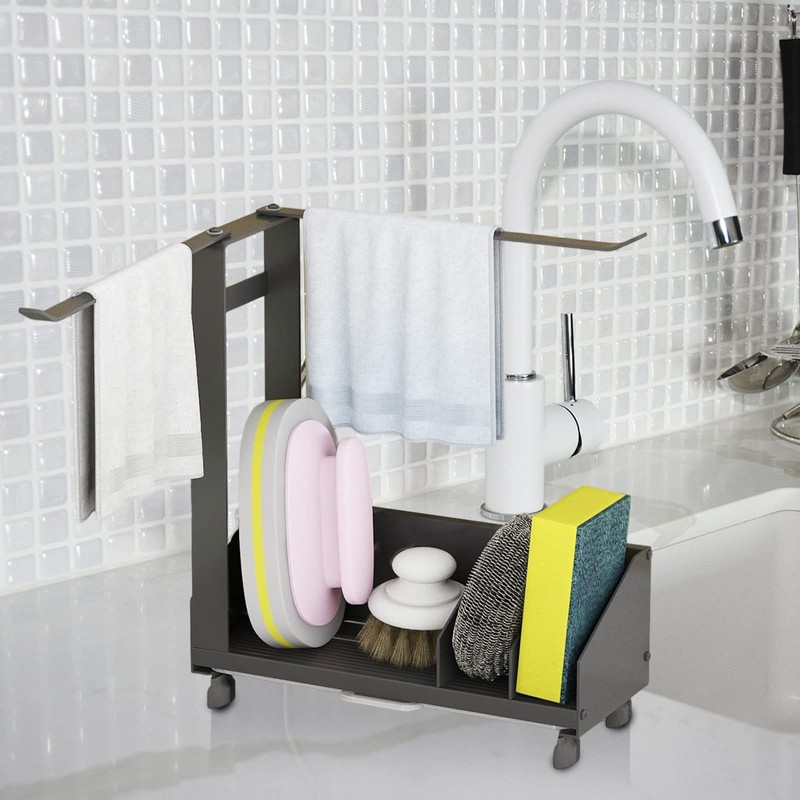 Uneeruiqy Kitchen Rag Rack, Kitchen Sink Caddy Sponge Holder with