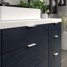 Richelieu Hardware BP98988030 Lincoln Collection 3 1/8-inch (80 mm) Center-to-Center White Modern Cabinet and Drawer Edge Pull Handle for Kitchen, Bathroom, and Furniture