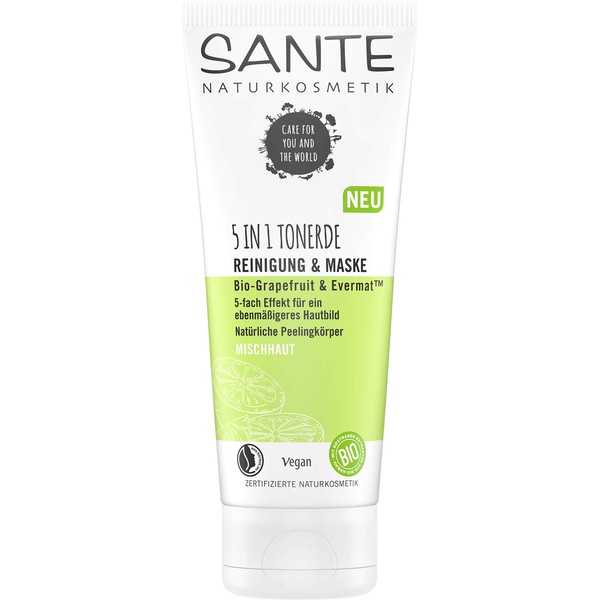 SANTE Naturkosmetik 5-in-1 clay cleaning and mask, 100 ml
