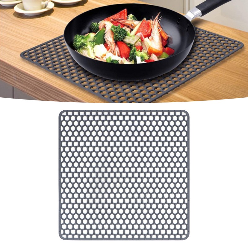 Sink Mat Silicone Durable Grid Design Anti Slip Sink Protection