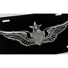 Engraved Senior Army Aviator Wings Car Tag Black & Silver