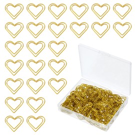 Giantree 100Pcs Love Heart Shaped Paper Clips, Small Paper Clips Cute Paper Clips, Cross Paper Clips, Stainless Steel Metal Paper Clips Bookmarks for Document, Note, Wedding Decoration, Crafts(Gold)