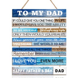 HPNIUB Happy Fathers Fay Gifts From Daughter Son To my dad Heartfelt Dad Appreciation Sign,Emotional Thank You Gift for Dad,Best Dad Hanging Decorations for Men, Dad Grandpa Gift,Birthday Gift