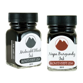 Monteverde 60ml Core Fountain Pen Ink Bottle (30ml Midnight Black Ink Bottle G309MB, 30ml Napa Burgundy Ink Bottle G309NB)