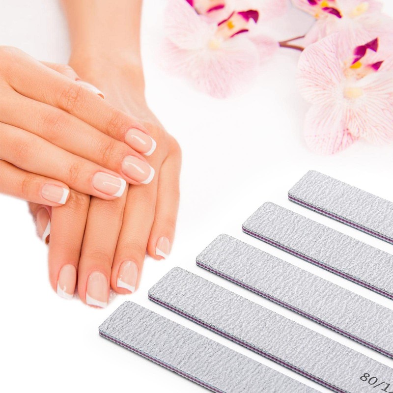 25 limas de uñas para uñas acrílicas, grano 80/120, limas