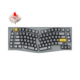 Keychron Q10 Wired Custom Mechanical Keyboard Knob Version, 75% Alice Layout QMK/VIA Programmable Macro with Hot-swappable Gateron G Pro Red Switch Compatible with Mac Windows Linux (Grey)