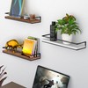 Meangood Floating Shelves Wall Mounted Set of 2, Rustic Wood