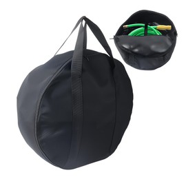 Klmnop RV Hose Storage Bag, 600D Oxford Heavy Duty Garden Hose Cover, Multipurpose Heavy Duty Bag for EV Charging Cable Car Battery Jumper Cables(Black)