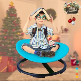 Children Round Spinning Swivel Chair,Boost Balance and Coordination in Kids, Sit and Spin Swivel Chair for Kids Toddlers, Sensory Spinning Seat - Color: BLUE