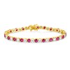 FANCIME July Birthstone Tennis Bracelet, 14K Yellow Gold Plated Ruby
