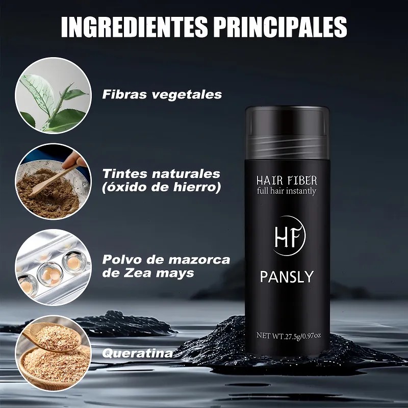 Polvo De Fibra Capilar Negro Cubre Raz De Cabello Calvicie