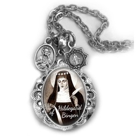 St. Hildegard of Bingen Locket Necklace, Patron Saint Catholic Jewelry, Confirmation Gift