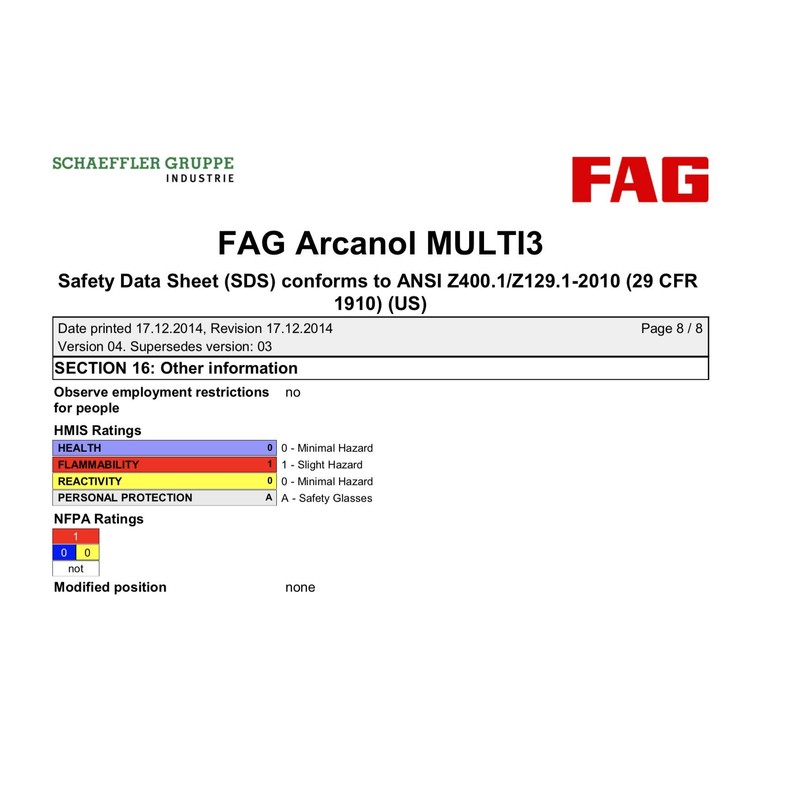 FAG MULTI3 - Extreme Low Temperature Grease E25B Arcanol Grease