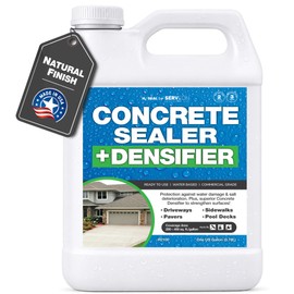 Serveon Sealants Concrete Driveway Sealer Plus Penetrating Concrete Densifier (Clear Natural Finish) Commercial Grade Outdoor Indoor Waterproof Sealant Protects Pavers Sidewalks Pools (1 Gallon) H2100