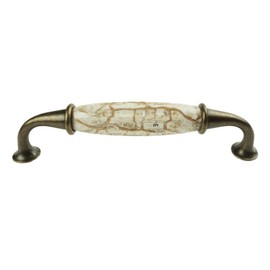 DIY Décor Hub-Set of 6 Antique Brass Ceramic Pumpkin Handles with Brown Marble Finish