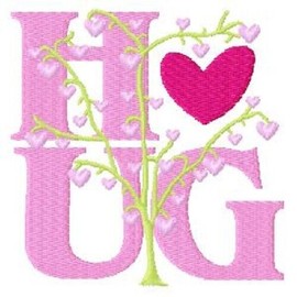 VALENTINE HEARTS & HUIGS, QUILTING SQUARES, Machine Embroidered, 12 squares