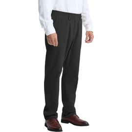 LETAOTAO Mens Elastic Waist Dress Pants - Cotton Twill Stretch Waist Pull On Slacks with Magnetic Button Fly for Seniors (Black, 40Wx30L)