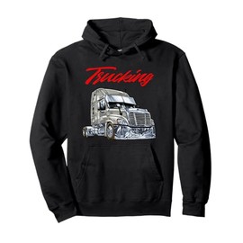 Funny Trucker Truck Driver Apparel Gifts Women's Unisex Adults Classic Fit Polyester/Cotton Black Trucking Theme Hoodie