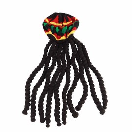 Sombreros de Fiesta Divertidos Sombrero Rasta con Mechón de Rastas como Peluca con Rastas de Pelo Largo Gorro de Boina de Punto Transpirable con Peluca Larga de Rastas Negras