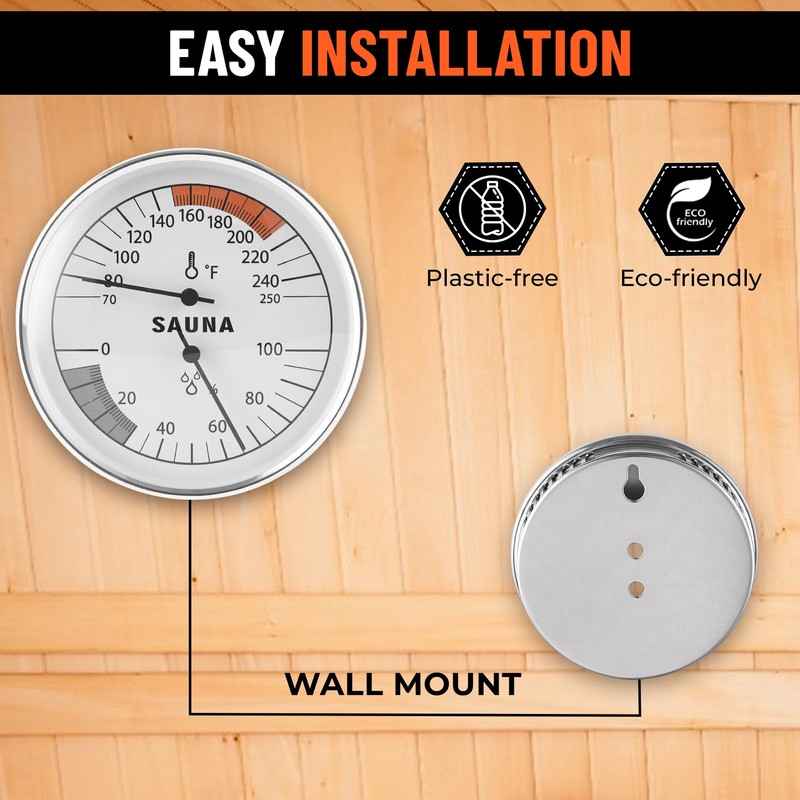 Golden Wave Sauna Thermometer & Hygrometer 2-in-1 – Fahrenheit (70-250°F)