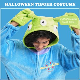 VEULENT Adult Onesie Pajamas Unisex Animal One-Piece Cartoon Costume Cosplay Homewear Sleepwear Partywear For Men Women(Alien, X-Large)