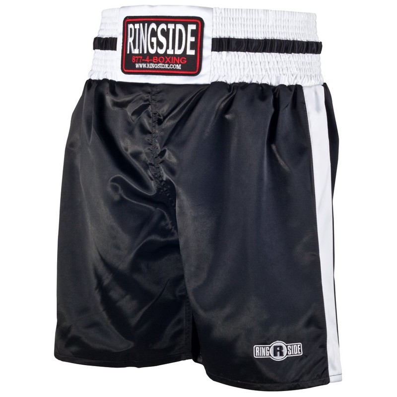 Ringside Pro-Style Boxing Trunks (Black, Large)
