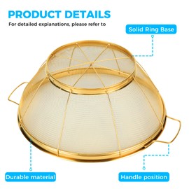 Snailhouse Colander Sieves, 5 Quart Stainless Steel Kitchen Metal Pasta Rice Food Fine Mesh Strainer Basket with Handles for Draining Washing, Gold