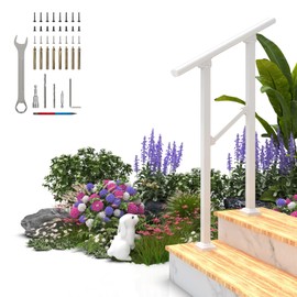 MDpygsfj Hand Rails for Outdoor Steps, 2 Step Handrail Stair Railing for Seniors for Porch Railing Deck Hand Rail Easy to Install and Sturdy